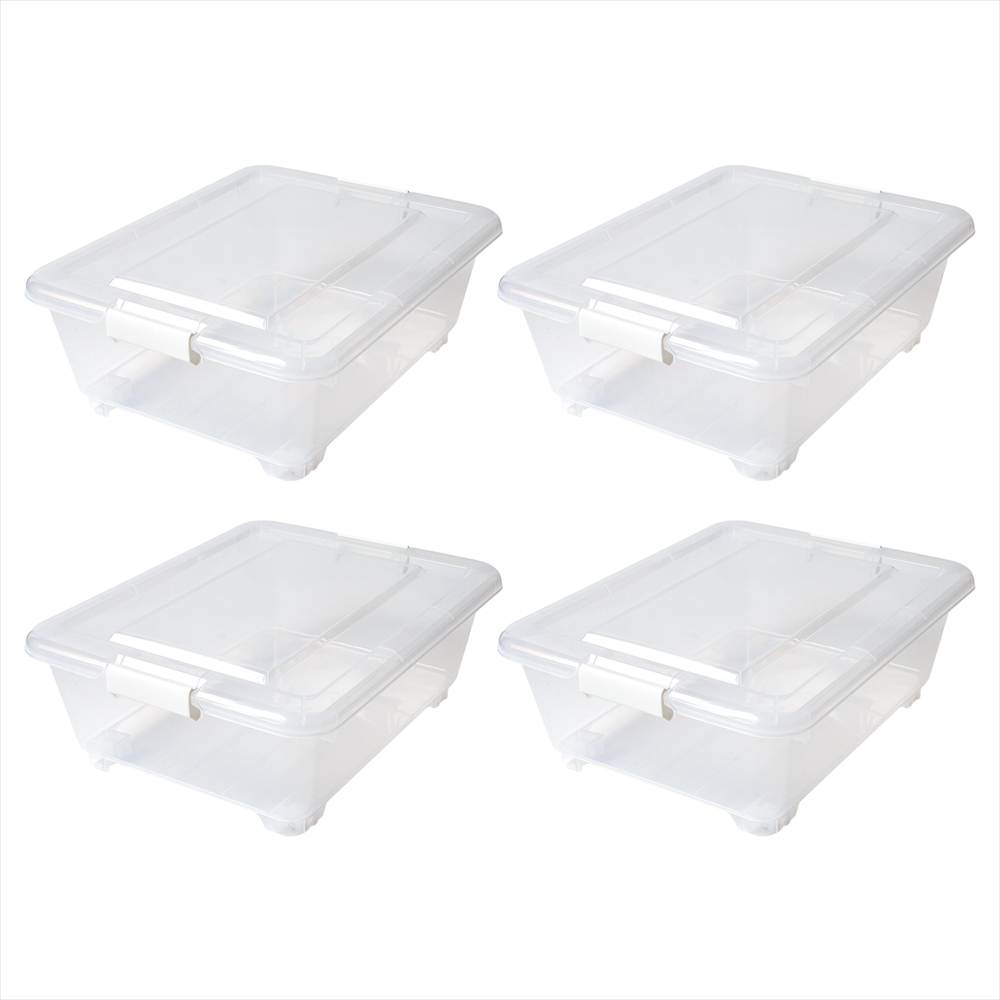 LIFELEX 衣装ケース 収納ボックス 押入れ クローゼット 衣類収納 フタ式 浅型 コロ付き 奥行50cm 4個セット 4050-18 奥行50cm浅型 4個セット