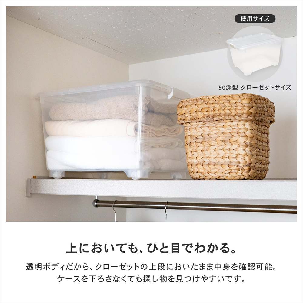 LIFELEX 衣装ケース 収納ボックス 押入れ収納 フタ式 浅型 コロ付き 奥行75cm 4075-18 奥行75cm浅型