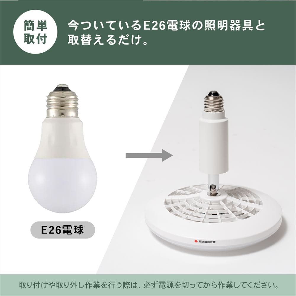 ＬＥＤファン付きライト　ＥソケットＬＬＳ６２ＣＷＨ Eソケット