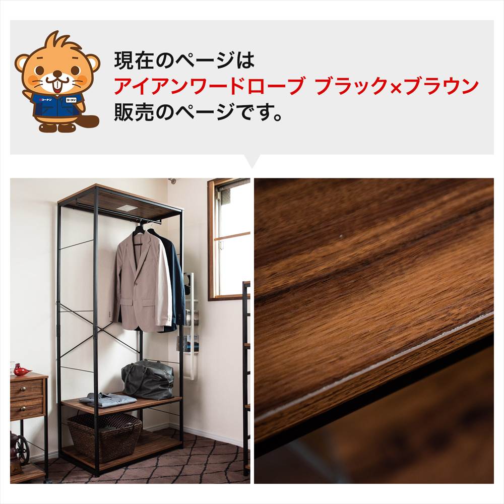 現在のページはアイアンワードローブ ブラック×ブラウン販売のページです。