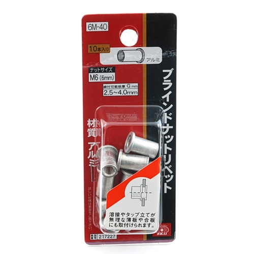 ナットリベット　１０入　６Ｍ－４０