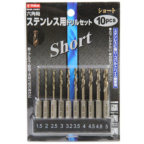 ショートステンレスドリルＳ　ＥＳＳＤ－１０ＨＥＸ