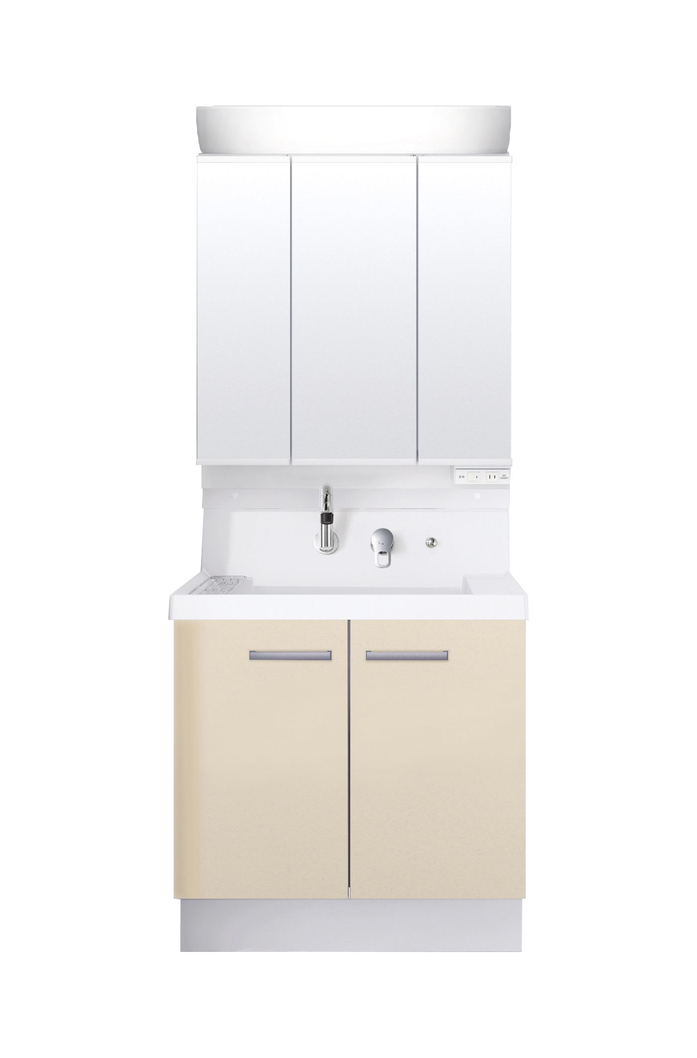 LIXIL 洗面化粧台 K1 間口75cm 洗髪3面鏡2枚扉 ライトベージュ