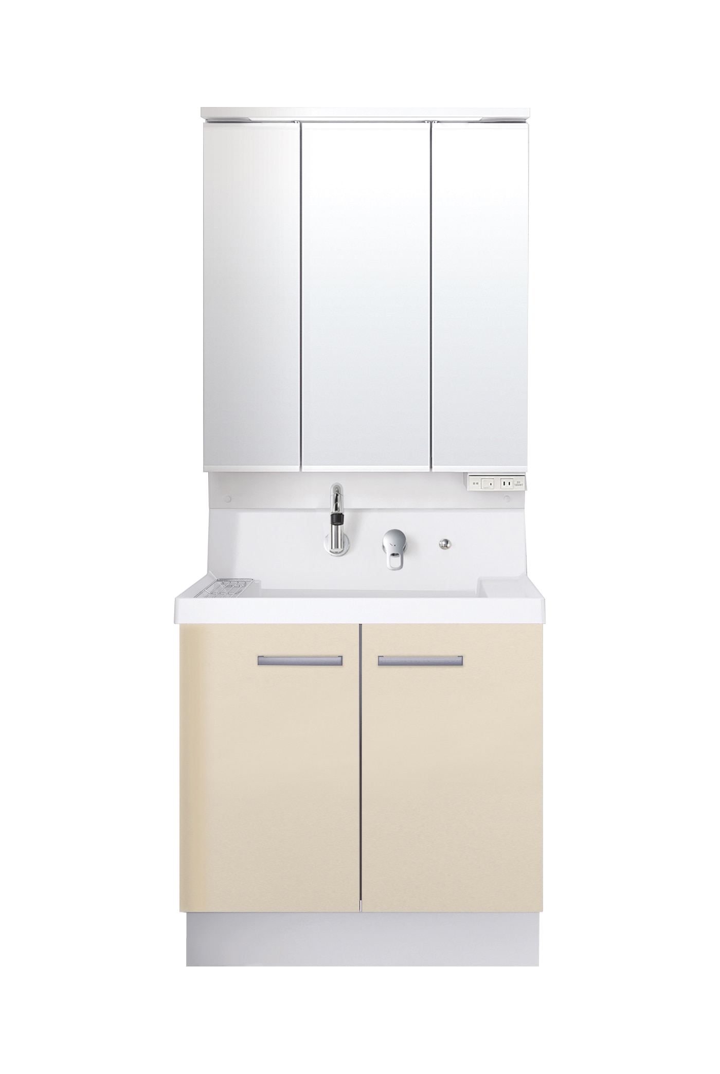 LIXIL 洗面化粧台 K1 間口75cm 洗髪3面鏡2枚扉 ライトベージュ