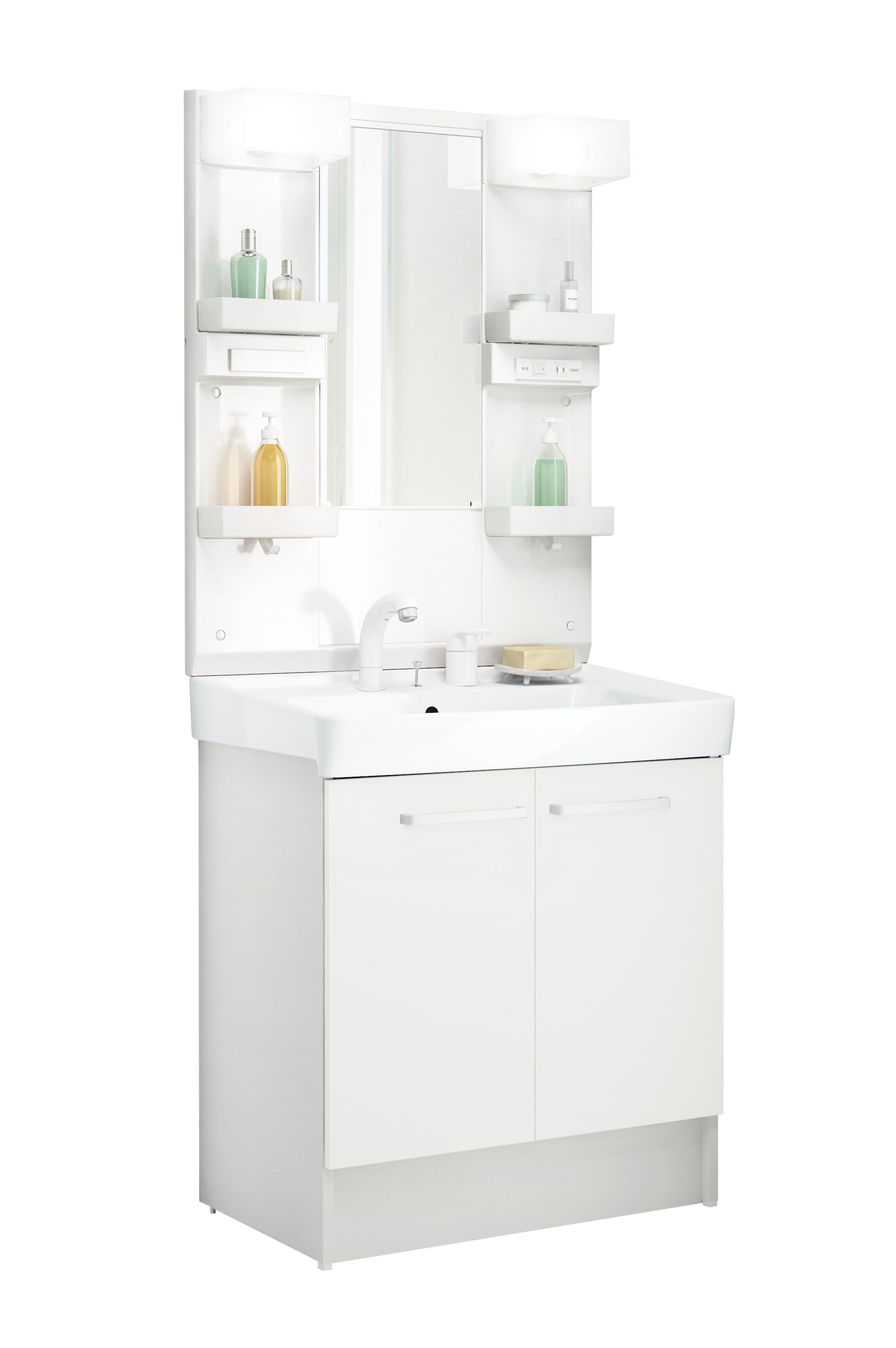 LIXIL 洗面化粧台 D7 間口75cm 洗髪1面鏡2枚扉 扉ホワイト/洗面器ホワイト