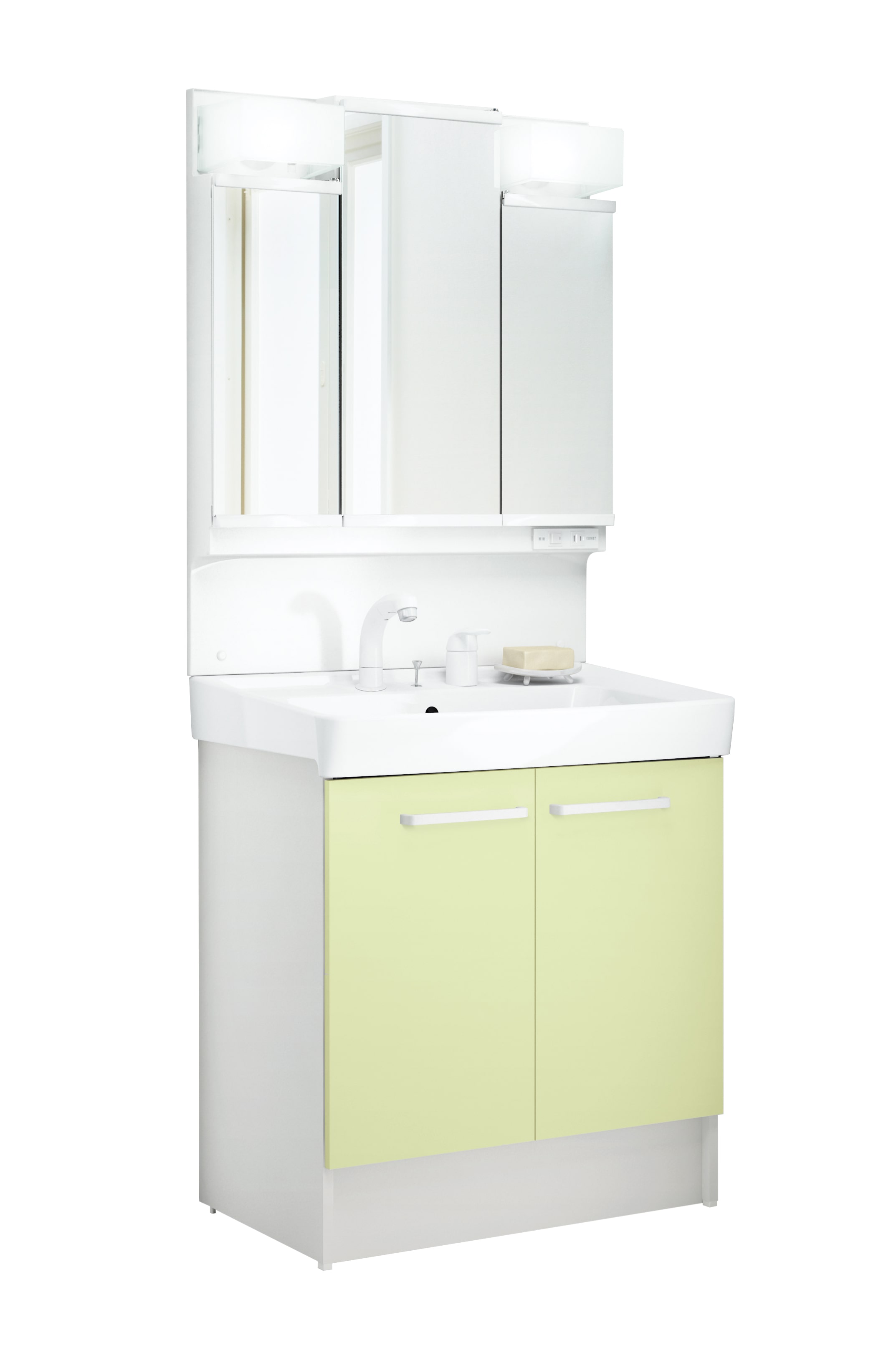 LIXIL 洗面化粧台 D7 間口75cm 洗髪3面鏡2枚扉 ミントグリーン