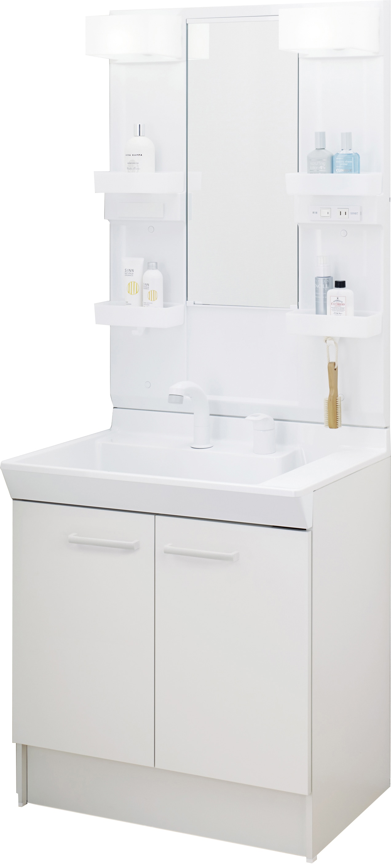 LIXIL 洗面化粧台 V1 間口75cm 洗髪1面鏡2枚扉 ホワイト