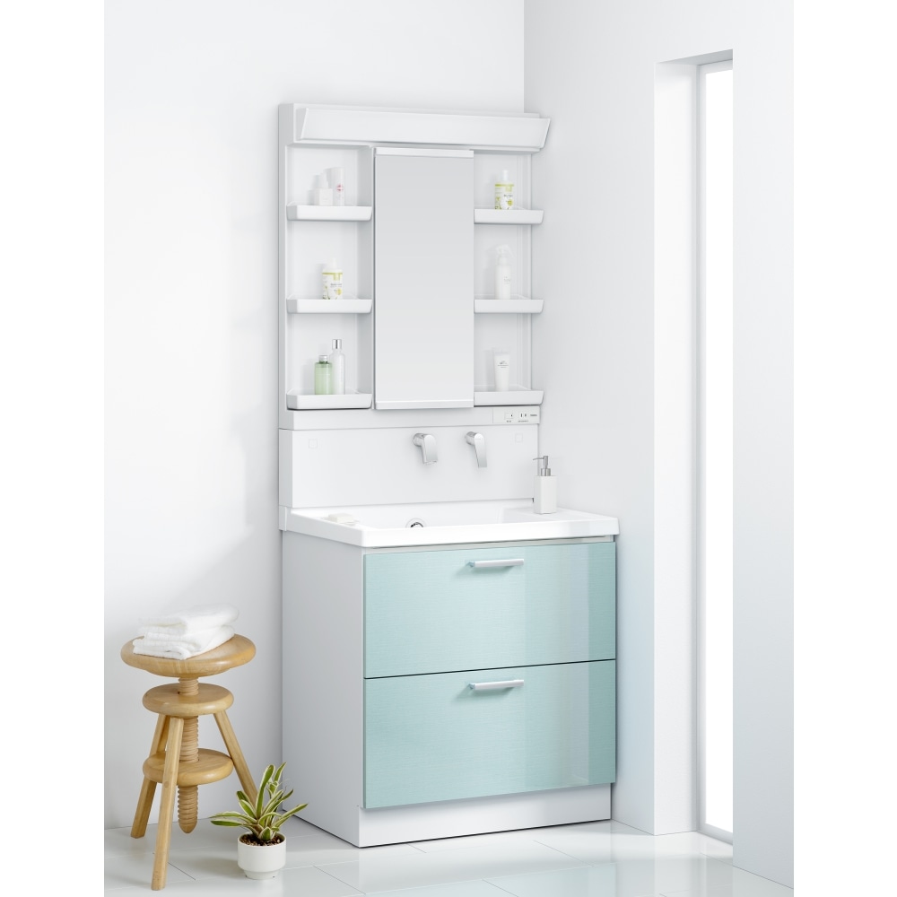 TOTO 洗面化粧台 KZ 間口75cm 1面鏡2段引出