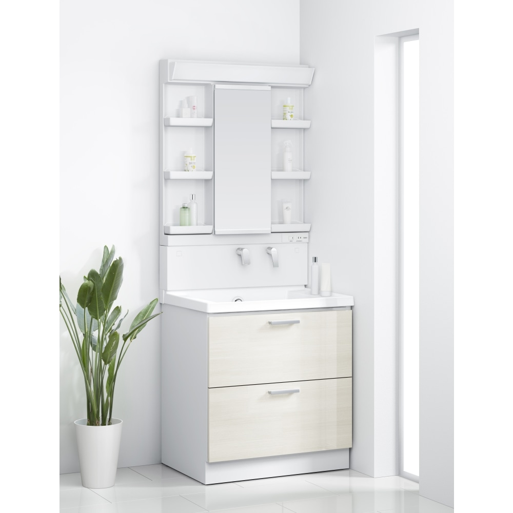 TOTO 洗面化粧台 KZ 間口75cm 1面鏡2段引出