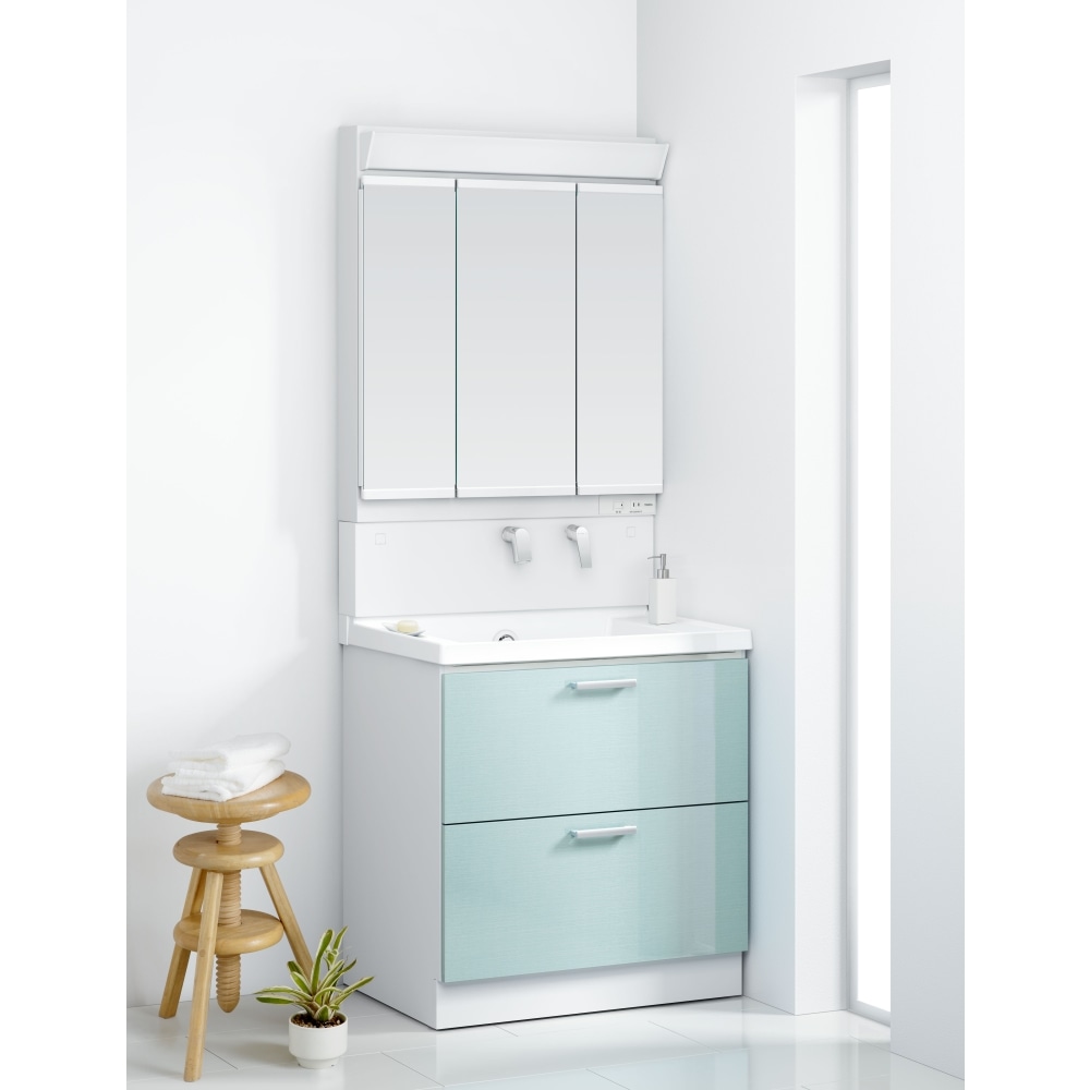 TOTO 洗面化粧台 KZ 間口75cm 3面鏡2段引出