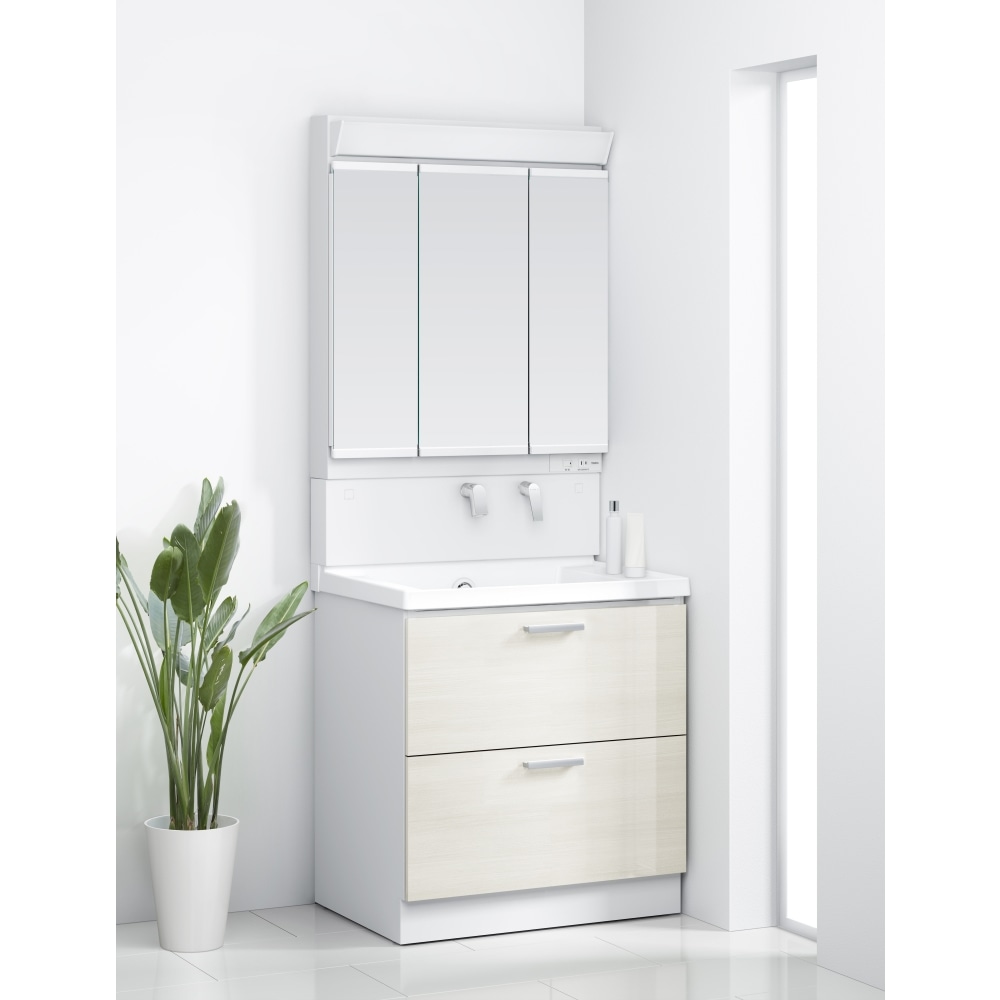 TOTO 洗面化粧台 KZ 間口75cm 3面鏡2段引出