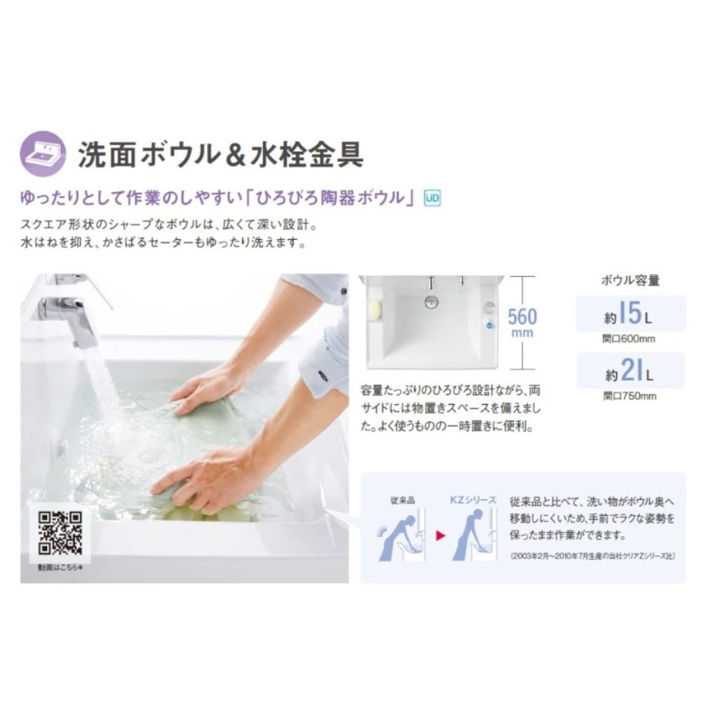 TOTO 洗面化粧台 KZ 間口75cm 1面鏡2段引出 ルースミルベージュ