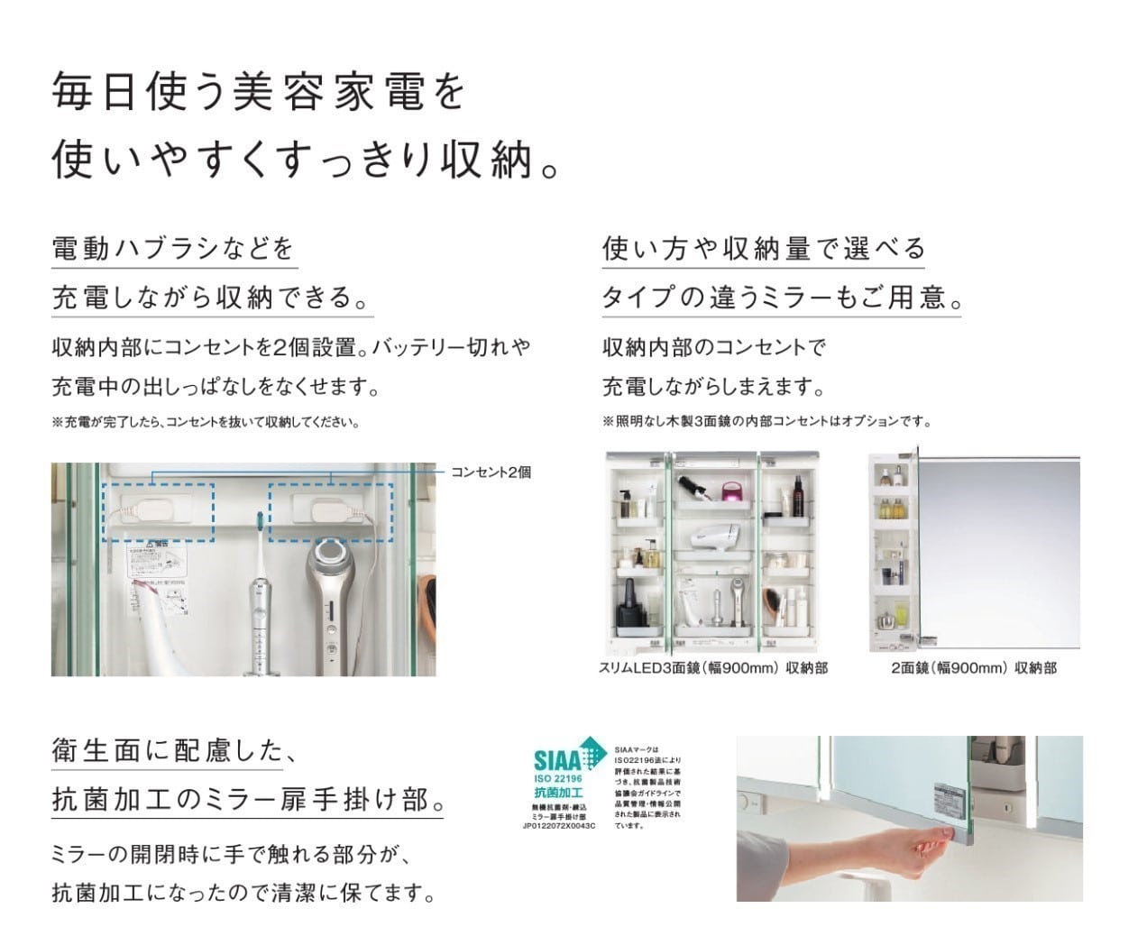 Panasonic 洗面ドレッシング CLine 間口75cm 3面鏡 2枚扉 ヴィンテージメタル