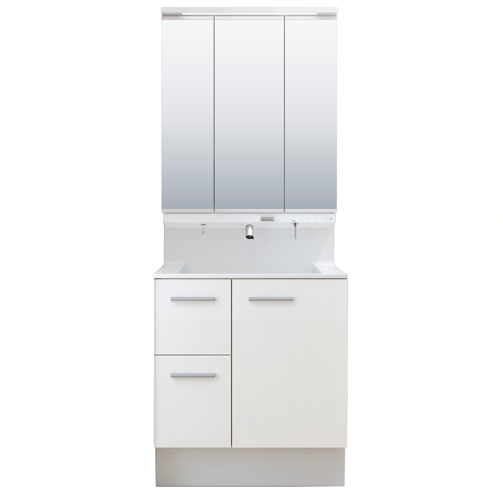 LIXIL 洗面化粧台 R1 間口75cm プッシュ水栓三面鏡片引出