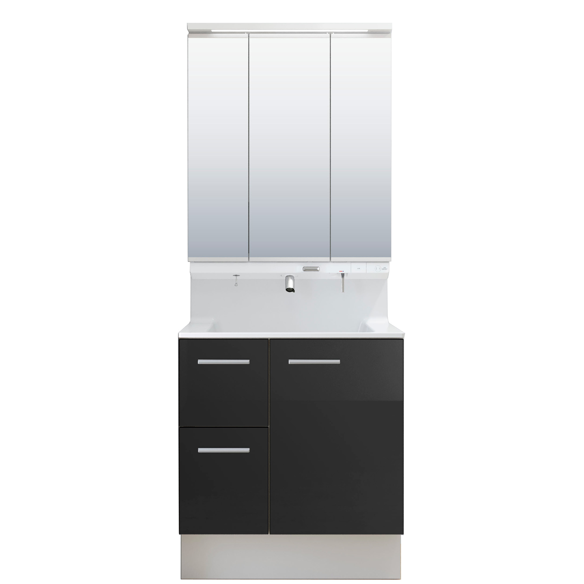 LIXIL 洗面化粧台 R1 間口75cm プッシュ水栓三面鏡片引出