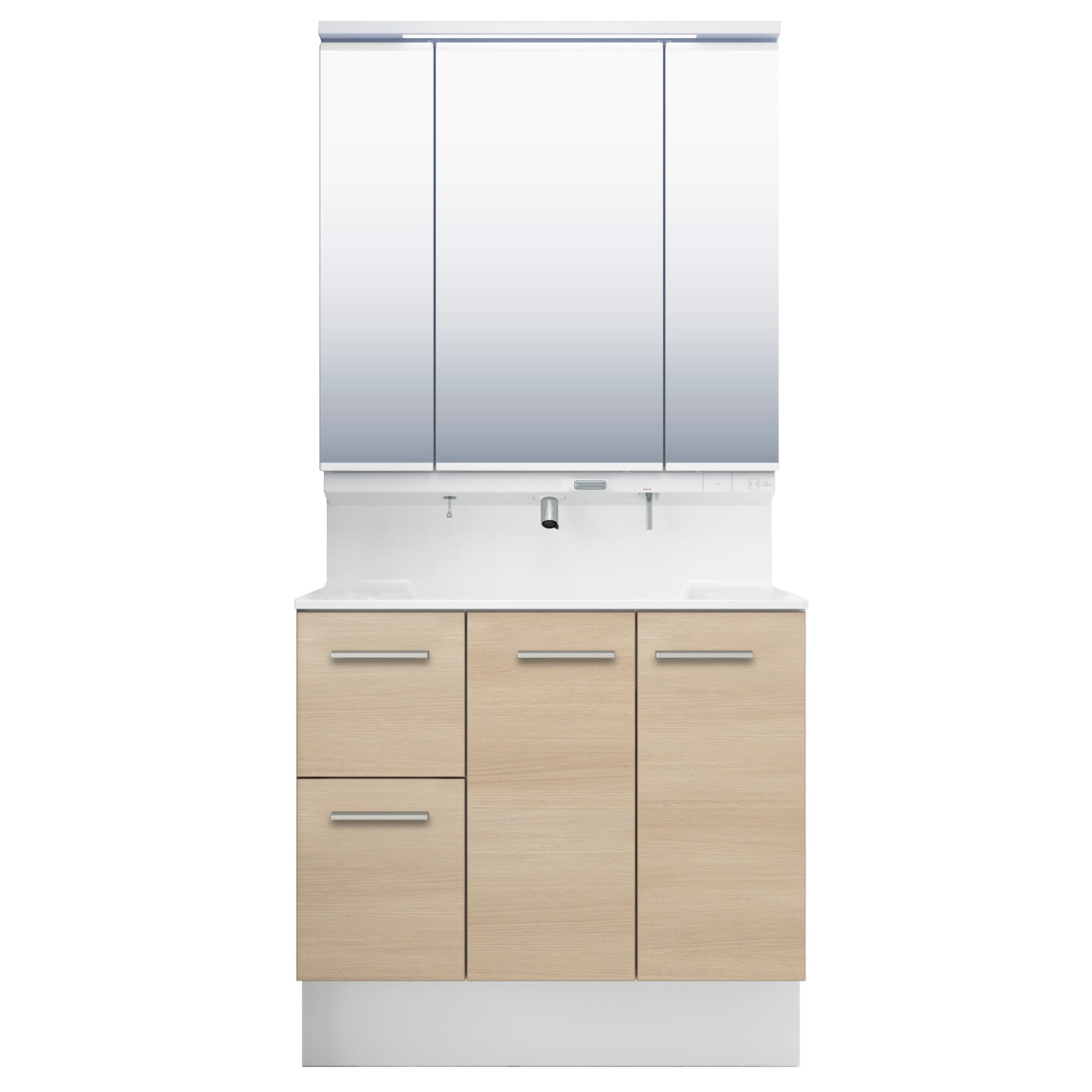 LIXIL 洗面化粧台 R1 間口90cm プッシュ水栓三面鏡片引出