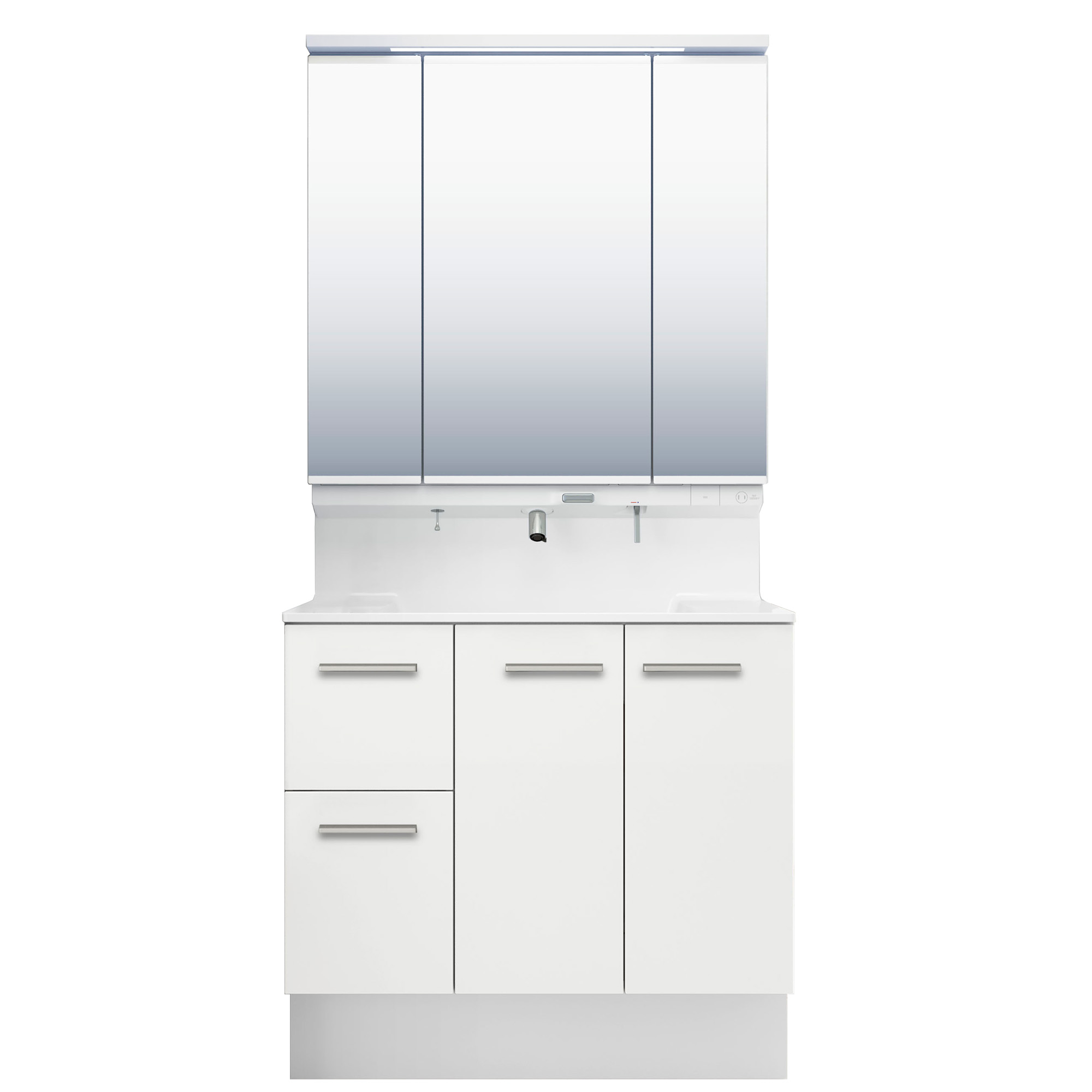 LIXIL 洗面化粧台 R1 間口90cm プッシュ水栓三面鏡片引出