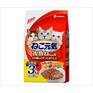 ユニ・チャーム　ねこ元気　複数ねこ用お魚とお肉　３ｋｇ