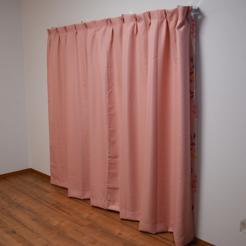 【アウトレット】カーテンフランド　ピンク　４枚組　約幅１００×丈２００ｃｍ 厚地１００×２００ｃｍ　レース１００×１９８ｃｍ ピンク