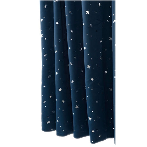 ２枚組プリントカーテン　スターリ　ブルー　約幅１００×丈１３５ｃｍ