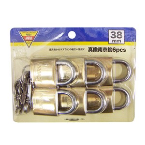 真鍮南京錠　６ＰＣＳ　３８ｍｍ　ＥＫＭ０３‐６２８６