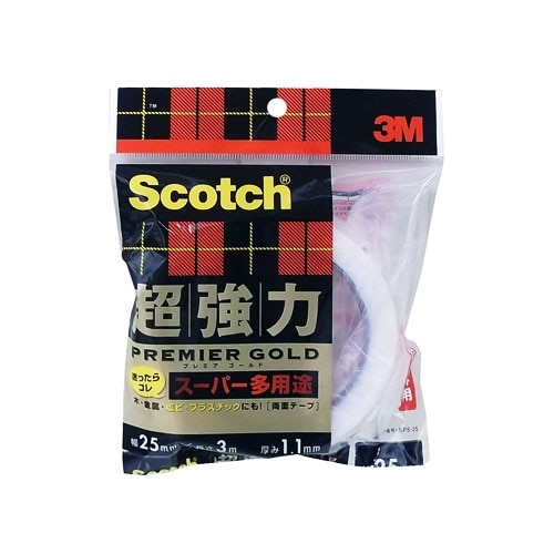 Ｓｃｏｔｃｈ　超強力両面テープ　プレミアゴールドスーパー多用途　厚み１．１ｍｍ×幅２５ｍｍ×長さ３ｍ