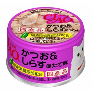 いなばペットフード CIAO ホワイティ かつお＆しらす ほたて味 85ｇ A 