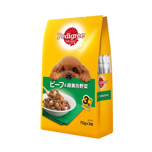 ペディグリー パウチ 成犬用 ビーフ＆緑黄色野菜 ７０ｇ×３Ｐ 成犬用 ビーフ＆緑黄色野菜 70ｇ×3Ｐ