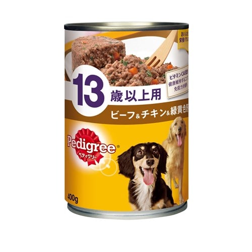 ペディグリー ウェット缶 １３歳から用 ビーフ＆チキン＆緑黄色野菜 ４００ｇ １3歳から用 ビーフ＆チキン＆緑黄色野菜 ４00ｇ