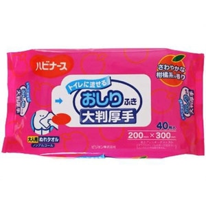 ハビナース　トイレに流せるおしりふき　大判厚手　４０枚