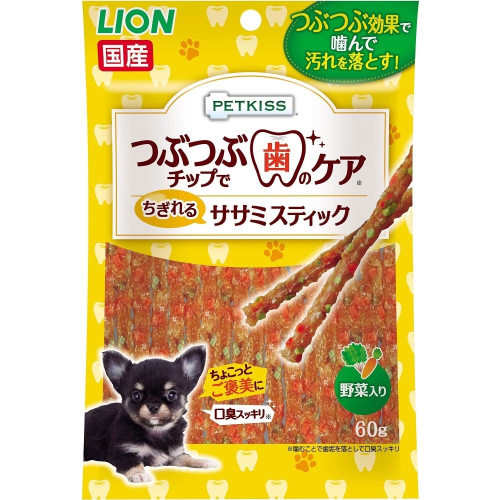 ＰＥＴＫＩＳＳ　つぶつぶチップ入り　ササミスティック　野菜入り　６０ｇ