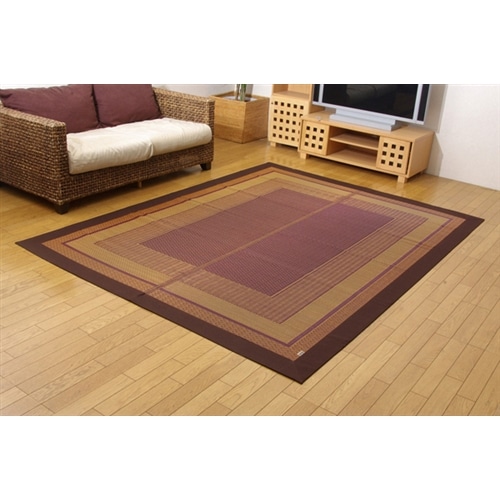 イケヒコ・コーポレーション(IKEHIKO) 　純国産　い草ラグカーペット 『DXランクス総色』(裏面不織布張り加工)　約１４０×２００ｃｍ　ワイン 約１４０×２００ｃｍ　ワイン