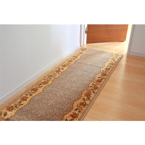 イケヒコ・コーポレーション(IKEHIKO) 　廊下敷　ナイロン１００％　『リーガ』　ベージュ　約６７×１８０ｃｍ　滑りにくい加工 ベージュ