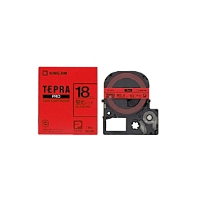 「テプラ」ＰＲＯテープ　１８ｍｍ　蛍光レッドに黒文字　320486
