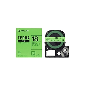 「テプラ」ＰＲＯテープ　１８ｍｍ　蛍光グリーンに黒文字　320483