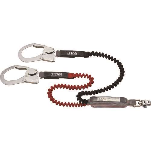 ■タイタン　ＥＸＪ伸縮ストラップ式　タイプ１ランヤード　ブラック／レッド　ダブル　（墜落制止用器具） HLERW130