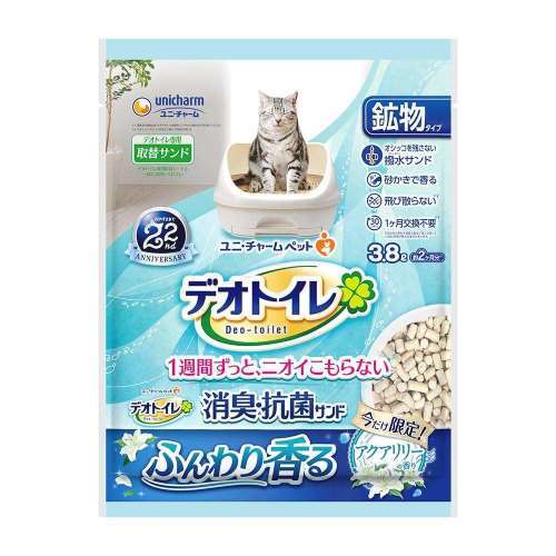 ユニチャーム・ペットケア　デオトイレ　消臭・抗菌サンド　アクアリリーの香り3.8L
