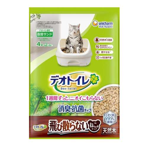 ユニチャーム・ペットケア　デオトイレサンド　天然木　猫型チップ４Ｌ