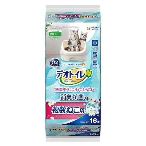ユニチャーム・ペットケア　デオトイレ複数ねこ用　消臭抗菌シート　アクアリリー