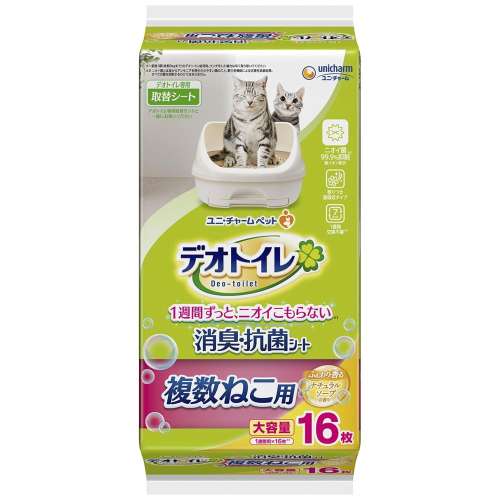 ユニチャーム・ペットケア　デオトイレ複数ねこ用　ナチュラルソープの香り１６枚