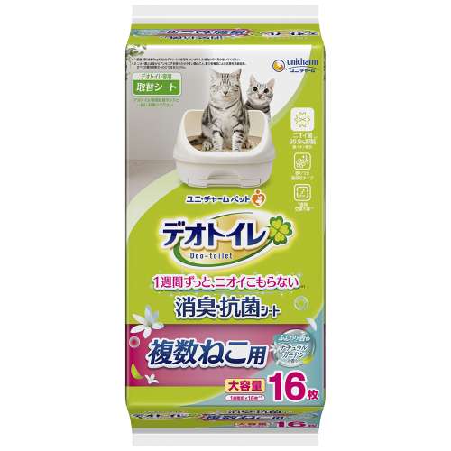ユニチャーム・ペットケア　デオトイレ複数ねこ用　ナチュラルガーデンの香り１６枚