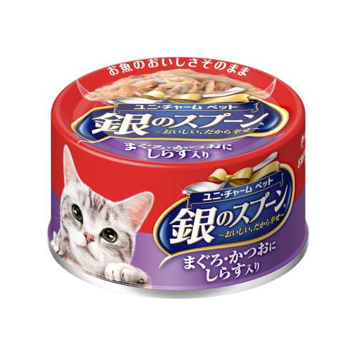 ユニ・チャーム　銀のスプーン缶まぐろ・かつおにしらす入り70g