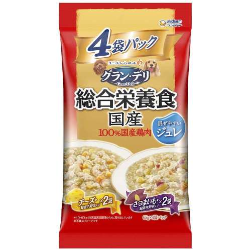 ユニチャーム・ペットケア　グラン・デリ総合栄養食国産パウチジュレ成犬用さつまいも入り×チーズ入り６５ｇ×４袋