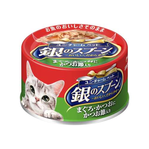 ユニ・チャーム　銀のスプーン缶まぐろ・かつおにかつお節入り70g