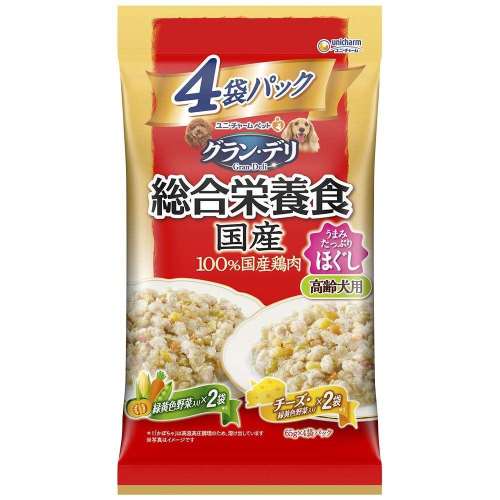 ユニチャーム・ペットケア　グラン・デリ総合栄養食国産パウチほぐし高齢犬用緑黄色野菜入り×チーズ入り６５ｇ×４袋
