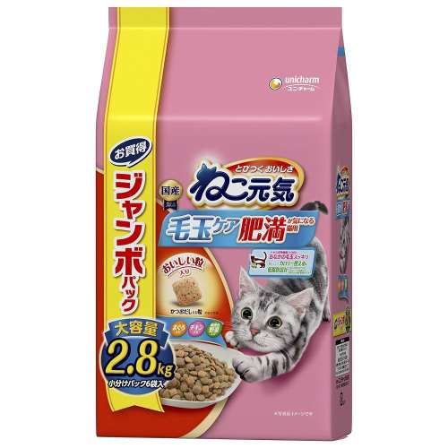 ユニチャーム・ペットケア　ねこ元気　毛玉肥満鮪チキン野菜　２．８ｋｇ