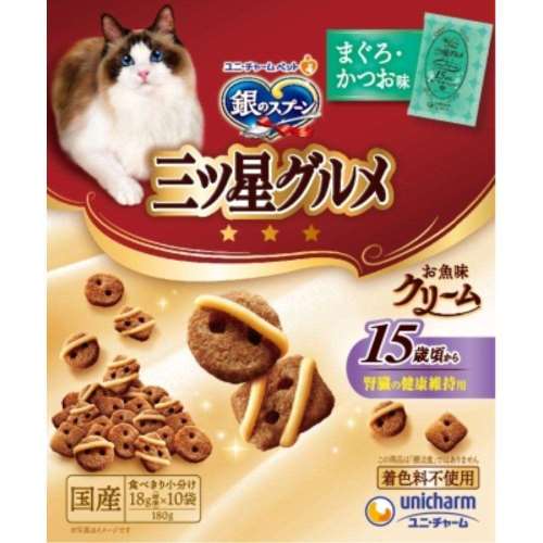 ユニチャーム・ペットケア　銀のスプーン三ツ星グルメお魚味クリーム１５歳頃から１８０ｇ