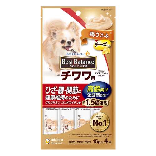 ユニ・チャーム　ベストバランスおやつ　チワワ用　高齢向け　鶏ささみ １５ｇ×４本