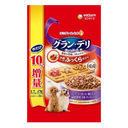 グラン・デリふっくら仕立てビーフ・さつまいも・鶏ささみ・緑黄色野菜・小魚・角切りビーフ粒入り　１．７ｋｇ