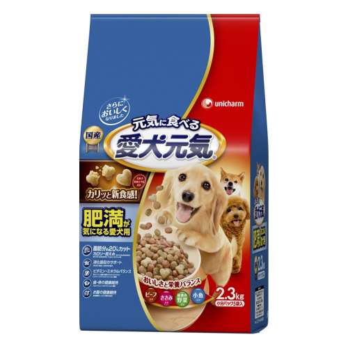 ユニ・チャーム　愛犬元気肥満が気になる愛犬用ビーフ・ささみ・緑黄色野菜・小魚入り2.3kg